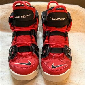 Nike Air More Uptempo GS I Got Next Lobster Red Black White Shoes size 4Y
